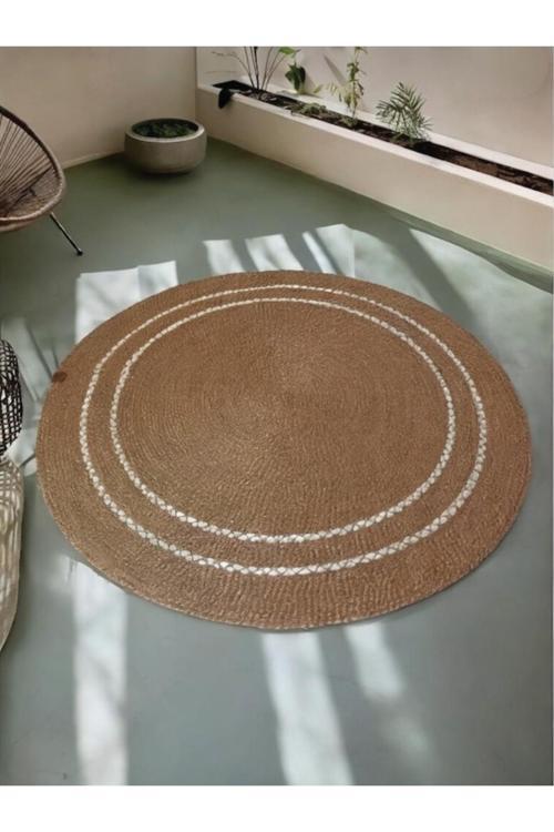 Yuvarlak Dekoratif Çeyizlik Kilim 100 Cm - Leke Tutmaz -Kolay Temizlenebilir