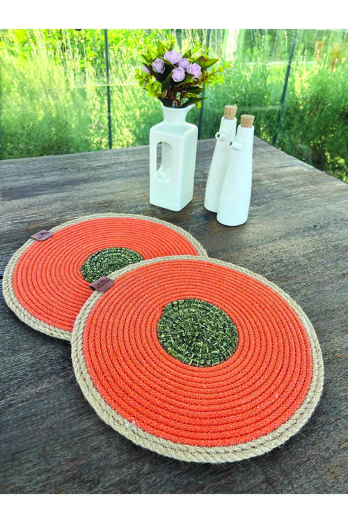 2'Li Set Turuncu Amerikan Servis-Leke Tutmaz Natural 33 Cm