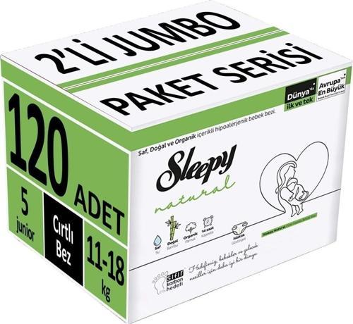 Bebek Bezi Natural Beden:5 (11 - 18 Kg) Junior 120 Adet (2'li Jumbo Pk Serisi) (3Pk*40)