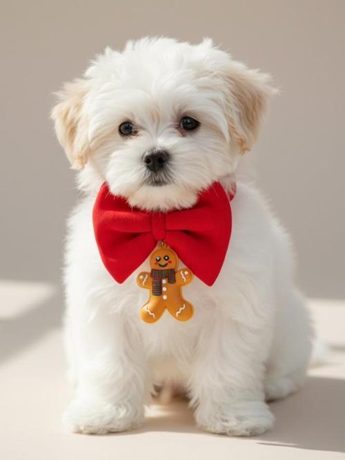 Kurabiye Adam Küçük Irk Köpek Papyon Tasması | Kırmızı Fiyonk Boyun Aksesuarı | Noel Temalı Köpek Süsü