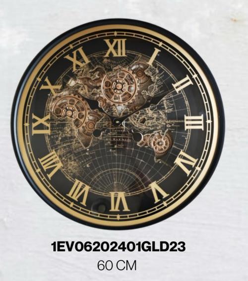 Beliza 60 cm Metal Gövdeli Akar Saniyeli Çark Mekanizmalı Duvar Saati