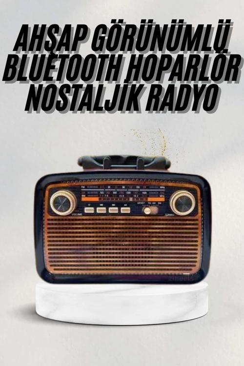 Bluetooth Hoparlör Ahşap Renk Vintage Işıklı Nostaljik Radyo Fm Ahşap Görünümlü