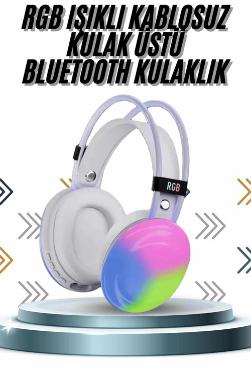 Kablosuz Bluetooth Kulaklık RGB Işıklı Kulak Üstü 5.3 Bluetooth Bağlantılı