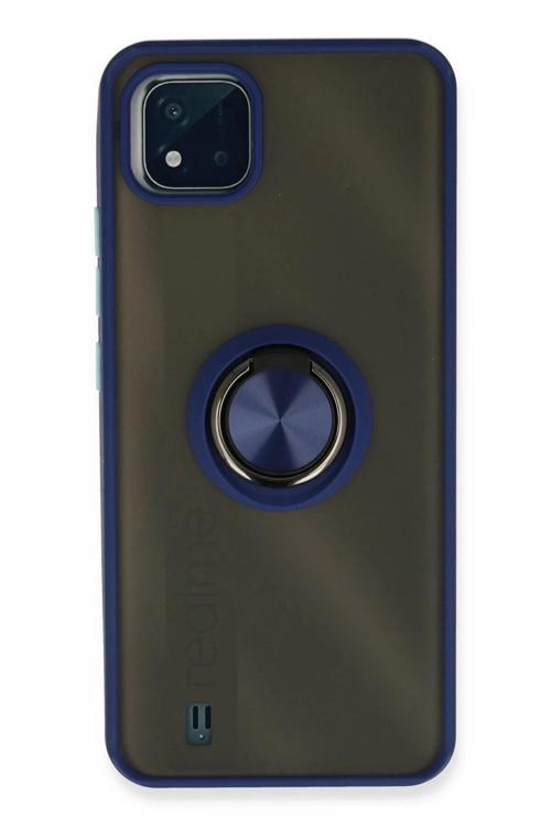 Realme C11 2021 Kılıf Montreal Yüzüklü Silikon Kapak - Lacivert-(5796)