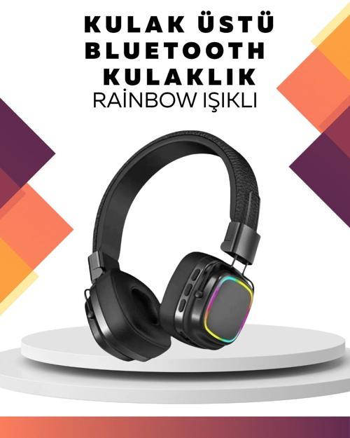 Kablosuz RGB Işıklı Katlanabilir Bluetooth Kulak Üstü Kulaklık