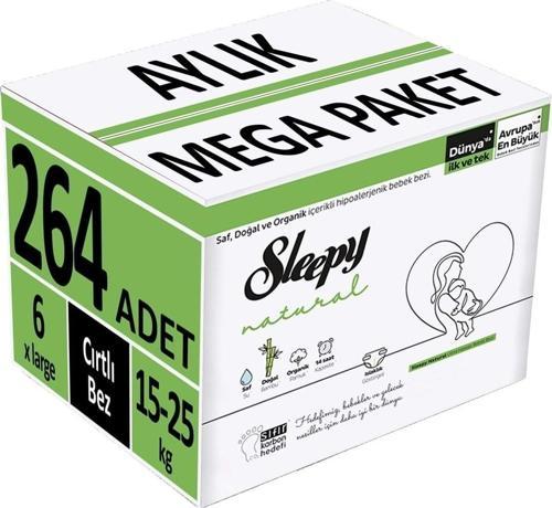Bebek Bezi Natural Beden:6 (15 - 25 Kg) X Large 264 Adet Aylık Mega Pk