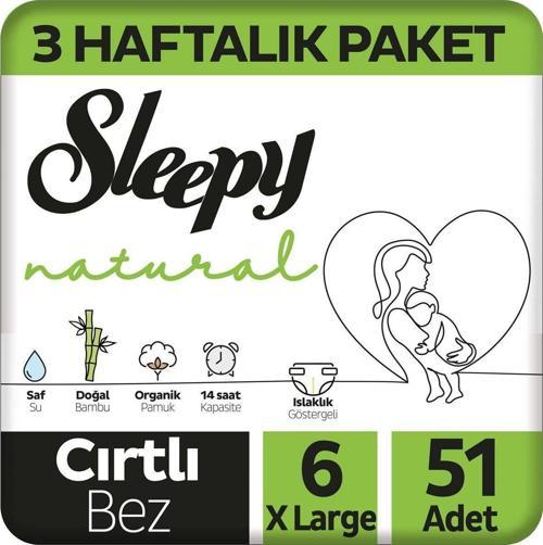Natural 3 Haftalık Paket Bebek Bezi 6 Numara Xlarge 51 Adet