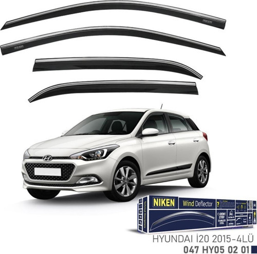 Hyundai i20 Niken Kromlu Cam Rüzgarlığı 4lü Set 2015 2020