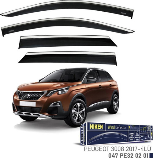 Peugeot 3008 Niken Kromlu Cam Rüzgarlığı 4lü Set 2017 ve Üstü