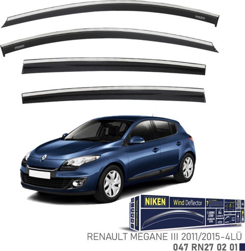 Renault Megane 3 Niken Kromlu Cam Rüzgarlığı 4lü Set 2011 2015