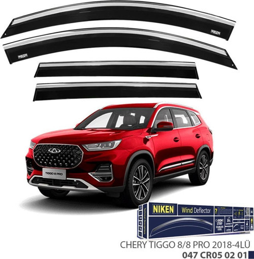 Chery Tiggo 8 Pro Niken Kromlu Cam Rüzgarlığı 4lü 2018 ve Üstü