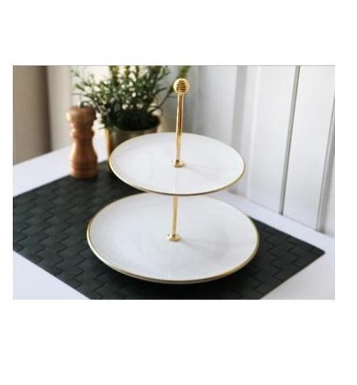 Gönül 2800 Gold Detaylı Beyaz Katlı Seramik Kurabiyelik