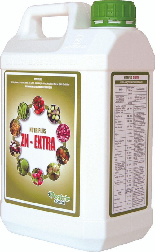 Zn-Extra Çinkolu Demirli Bakırlı Borlu Manganlı Molibdenli Sıvı Gübre 5 Litre