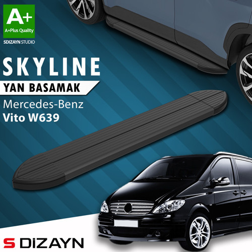 Mercedes Vito W639 Kısa Şase Skyline Siyah Yan Basamak 233 Cm 2004-2014 A+ Kalite