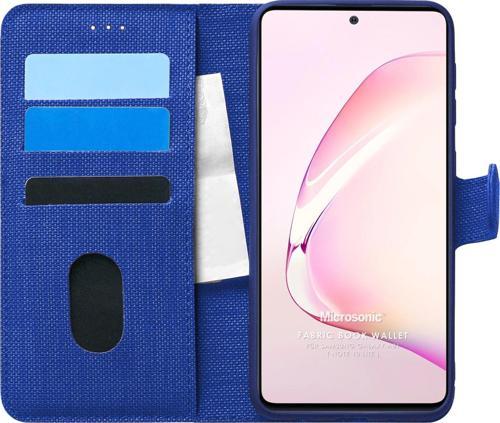 Samsung Galaxy Note 10 Lite Kılıf Fabric Book Wallet Lacivert