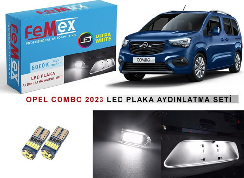 Opel Combo 2023 Sonrası LED Plaka Aydınlatma Ampul Seti FEMEX Parlak Beyaz