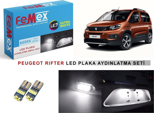 Peugeot Rifter LED Plaka Aydınlatma Ampul Seti FEMEX Parlak Beyaz