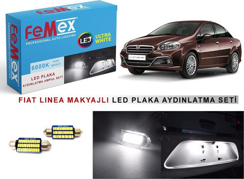 Fiat Linea Makyajlı LED Plaka Aydınlatma Ampul Seti FEMEX Parlak Beyaz
