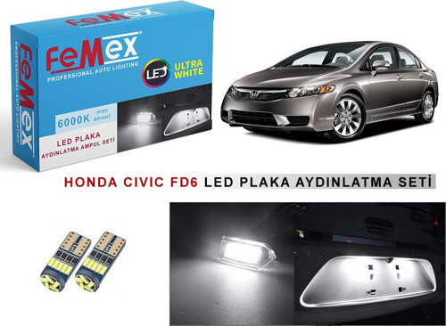 Honda Civic Fd6 LED Plaka Aydınlatma Ampul Seti FEMEX Parlak Beyaz
