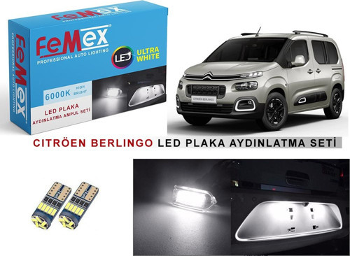 Citröen Berlingo 2023 Sonrası LED Plaka Aydınlatma Ampul Seti FEMEX Parlak Beyaz