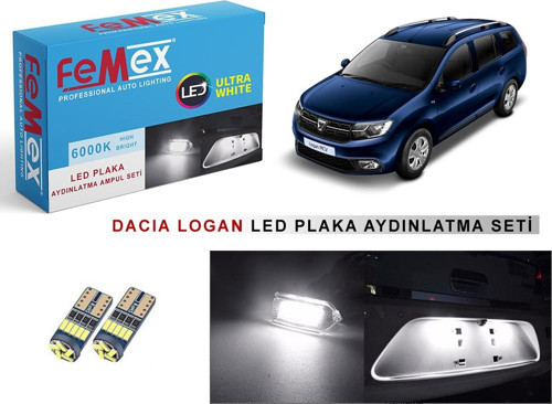 Dacia Logan LED Plaka Aydınlatma Ampul Seti FEMEX Parlak Beyaz