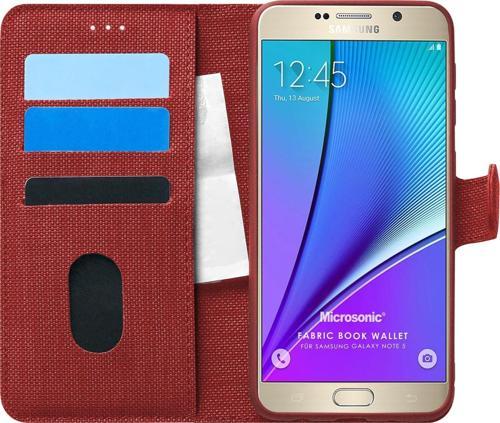 Samsung Galaxy Note 5 Kılıf Fabric Book Wallet Kırmızı