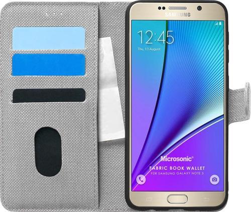 Samsung Galaxy Note 5 Kılıf Fabric Book Wallet Gri