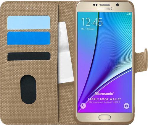 Samsung Galaxy Note 5 Kılıf Fabric Book Wallet Gold