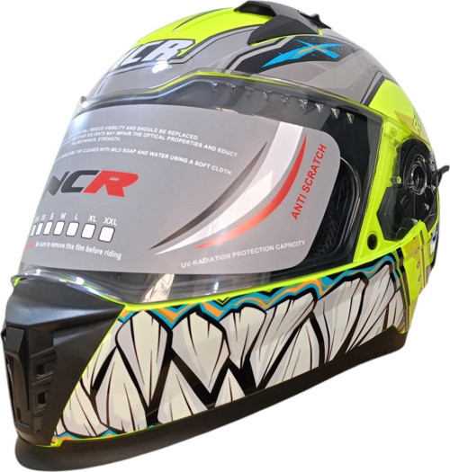KASK KAPALI VİSÖRLÜ M69 ECE22-06 BELGELİ SARI ROBOTİK DİZAYN