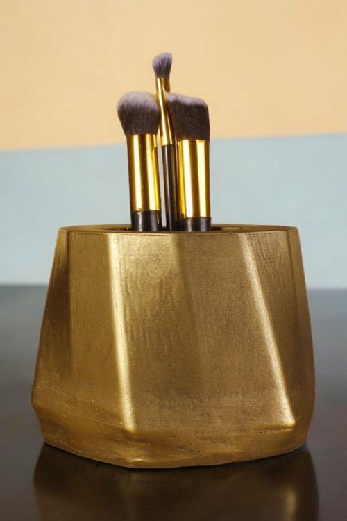 Makyaj Duzenleyici Makyaj Organizeri Makyaj Fırçalığı Makyaj Fırçası Altın Renk Model 17