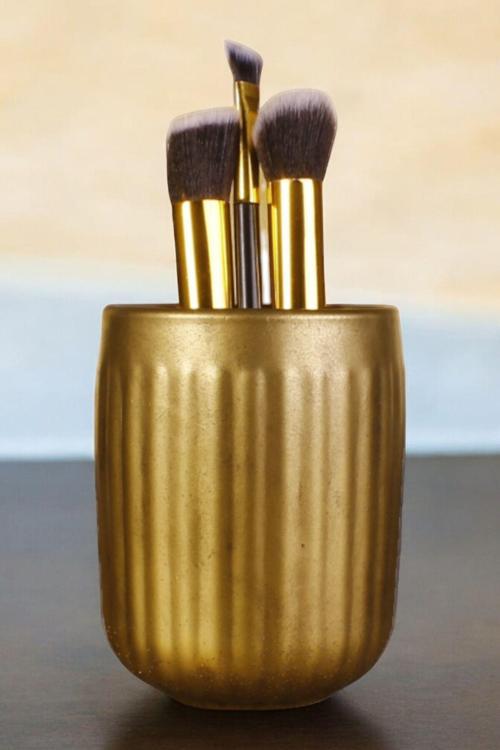 Makyaj Duzenleyici Makyaj Organizeri Makyaj Fırçalığı Makyaj Fırçası Altın Renk Model 11