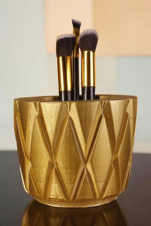 Makyaj Duzenleyici Makyaj Organizeri Makyaj Fırçalığı Makyaj Fırçası Altın Renk Model 18