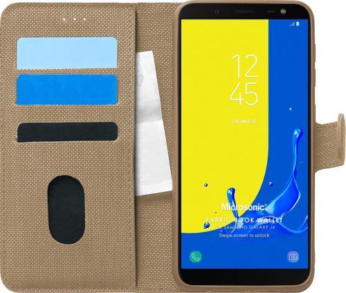 Samsung Galaxy J6 Kılıf Fabric Book Wallet Gold