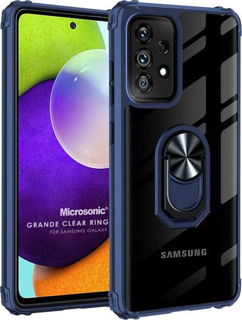 Samsung Galaxy A52 Kılıf Grande Clear Ring Holder Lacivert