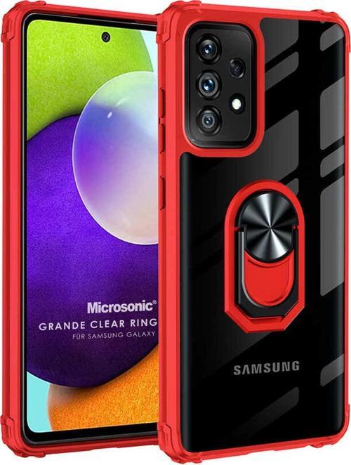 Samsung Galaxy A52 Kılıf Grande Clear Ring Holder Kırmızı