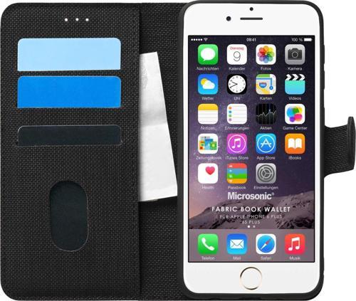 Apple iPhone 6S Plus Kılıf Fabric Book Wallet Siyah