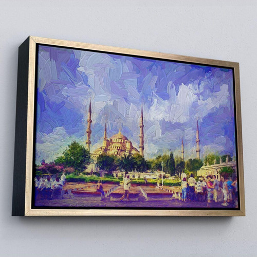 Çerçeveli Sultan Ahmet Camii Yağlıboya Görünüm Dekoratif Kanvas Duvar Tablosu-3671