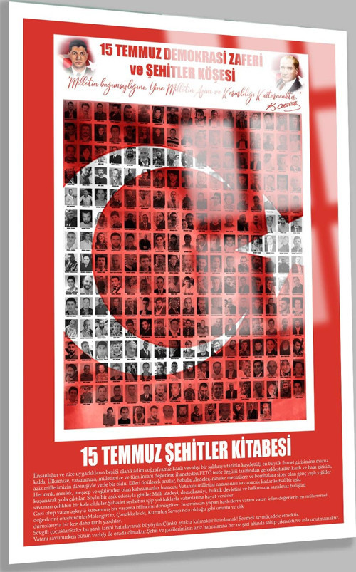 15 Tembuz Şehitler Kitabesi Kırılmaz Lüks Cam Tablo Okula Özel Tablo İş Yeri Hediyesi