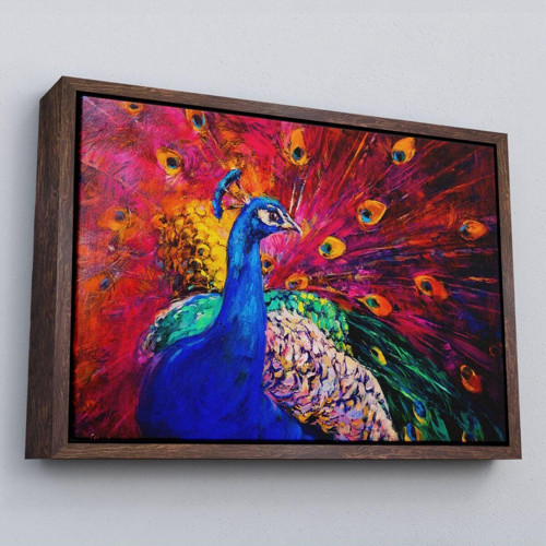 Çerçeveli Çok Renkli Tavus Kuşu Modern Sanat Kanvas Duvar Tablosu-1112