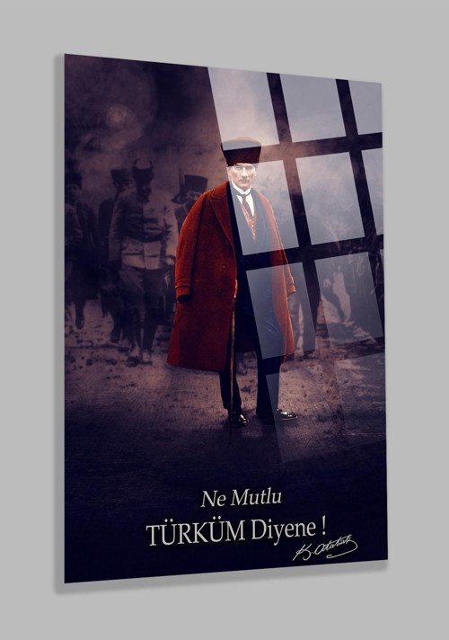 Ultra Yüksek Çözünürlüklü Atatürk Tablosu 4Mm Kırılmaz Cam Tablo Ev, Salon, Hediyesi