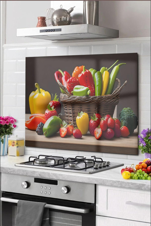 Cam Ocak Arkası Koruyucu Tezgah Ankastre Arkası Koruyucu 60X52 Cm | Sepet