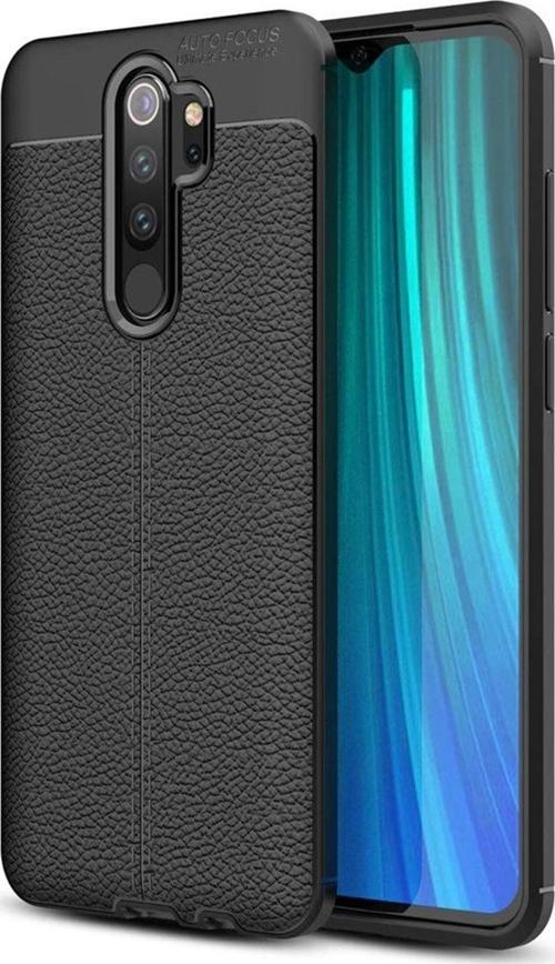 Xiaomi Redmi Note 8 Pro Kılıf Deri Dokulu Silikon Siyah