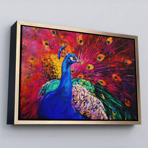 Çerçeveli Çok Renkli Tavus Kuşu Modern Sanat Kanvas Duvar Tablosu-1112