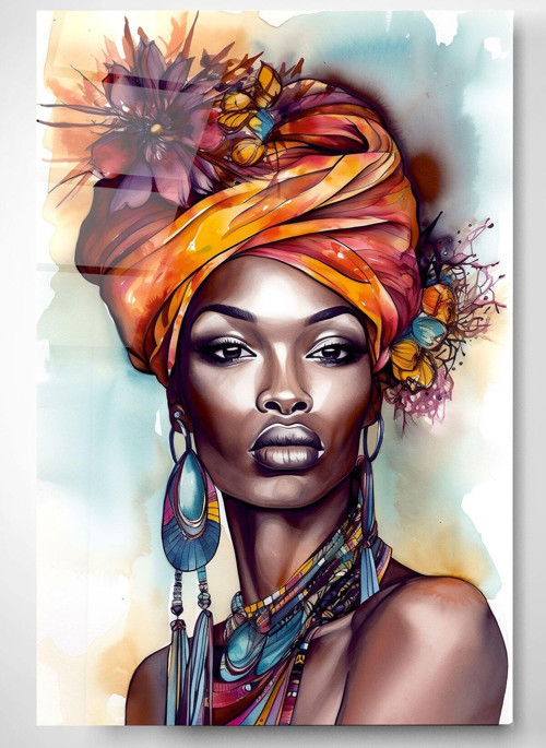 Afrikalı Kadın Cam Tablo, Dekoratif Cam Tablo