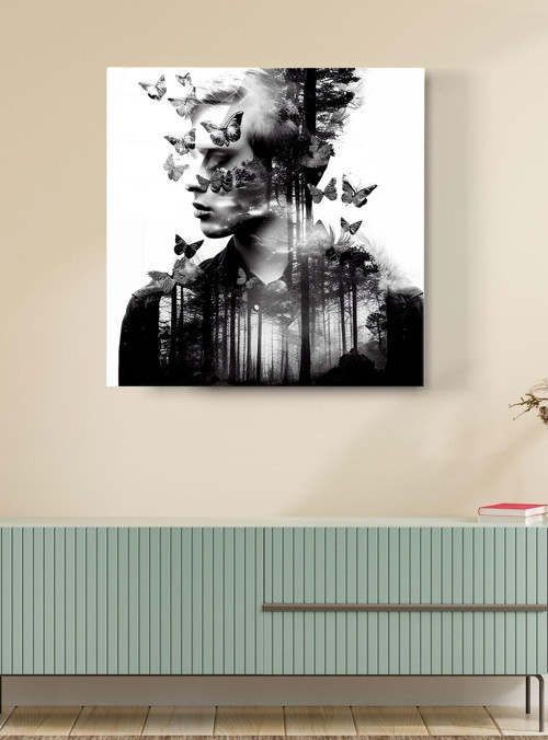 Butterfly Art Cam Tablo, Dekoratif Cam Tablo