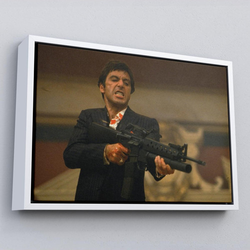 Çerçeveli Scarface Alpacino İtalyan Mafya Kanvas Tablo-5147