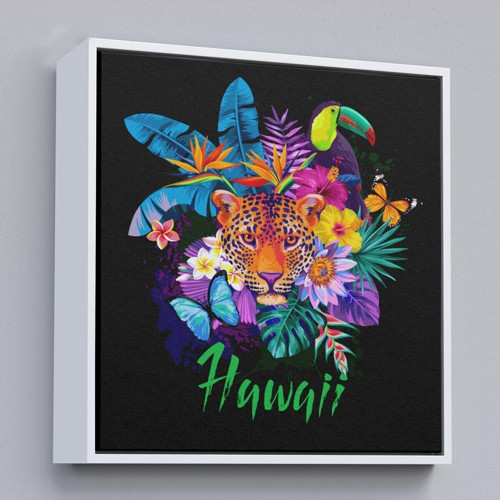 Çerçeveli Hawai Temalı Leopar Dekoratif Kanvas Tablo-5814