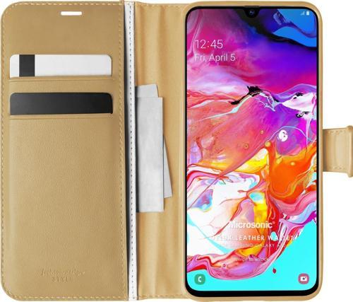 Samsung Galaxy A70 Kılıf Delux Leather Wallet Gold