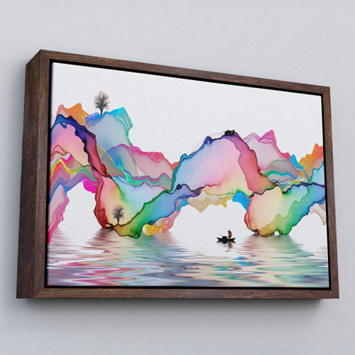 Çerçeveli Soyut Mürekkep Sanatı Dekoratif Kanvas Duvar Tablosu-3680