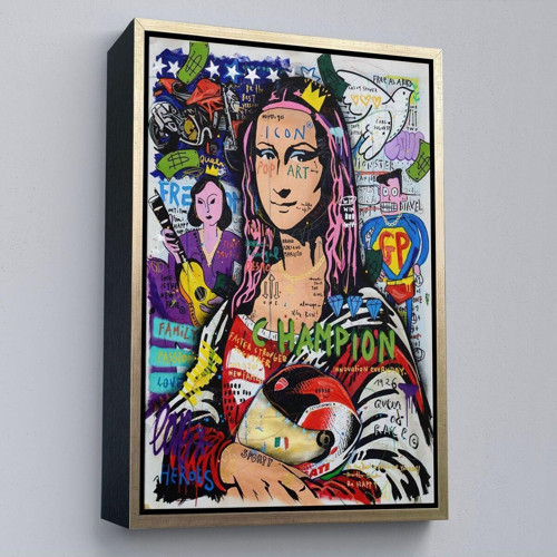 Çerçeveli Renkli Mona Lisa Banksy Kanvas Tablo, Sokak Sanatı, Pop Art-5306